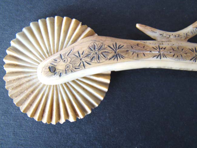 A fine and rare 19th century sailor made Whalebone Pie Crimper inscribed "Made for 'SWEET SALLY' by Thomas Allen 1859." — image 5